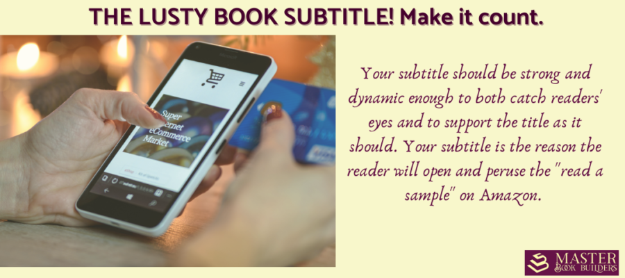 your subtitle is important for your book make it count image of a woman holding her phone looking at the internet
