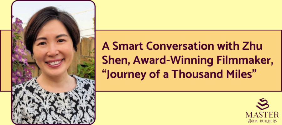 A photo of filmmaker Zhu Shen next to text that reads, "A smart conversation with Zhu Shen, award-winning filmmaker, "Journey of a Thousand Miles."