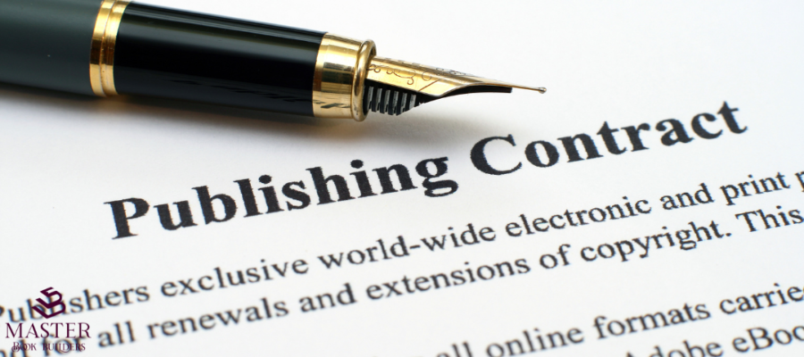 A fountain pen sits on a document labeled "Publishing Contract." This image is attached to a post titled "How do I get a real publisher?"