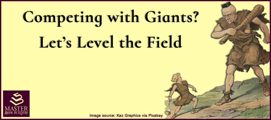 graphic header showing David and Goliath on a slope with the blog post title, Competing with Giants? Let's Level the Field, by Tom Collins