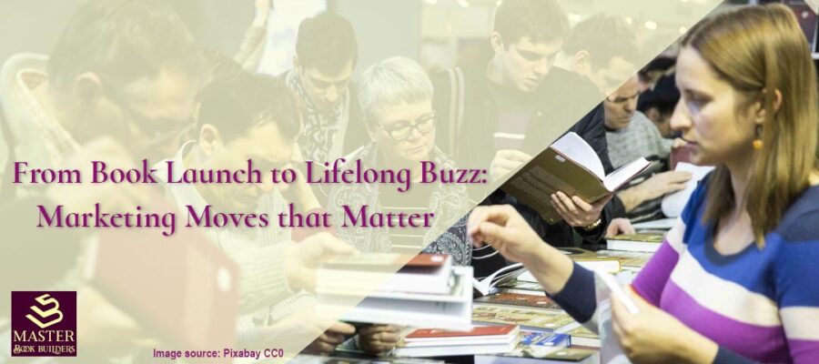 featured image showing author selling books for blog post, From Book Launch to Lifelong Buzz: Marketing Moves that Matter, by Yvonne DiVita
