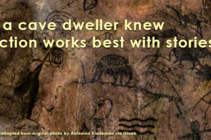 featured image of cave wall with drawings for blog post, Even Cave Dwellers Knew Nonfiction Works Best with Stories, by Tom Collins