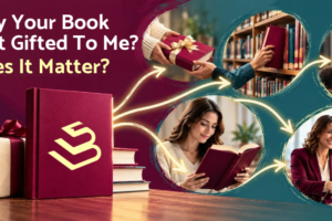 Did I buy your book or was it gifted to me and does it matter? Image of woman at a library
